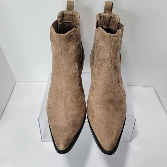 MaxMuxun Women's Chunky Heel Ankle Boots Western Booties Faux Leather Vegan - Picture 4 of 12